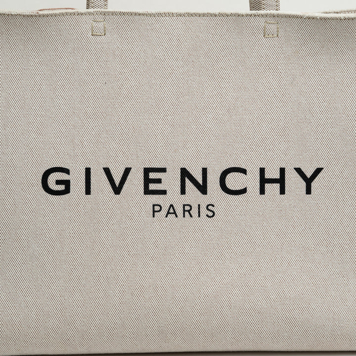 Givenchy Beige Canvas Logo Large Shopper G-Tote