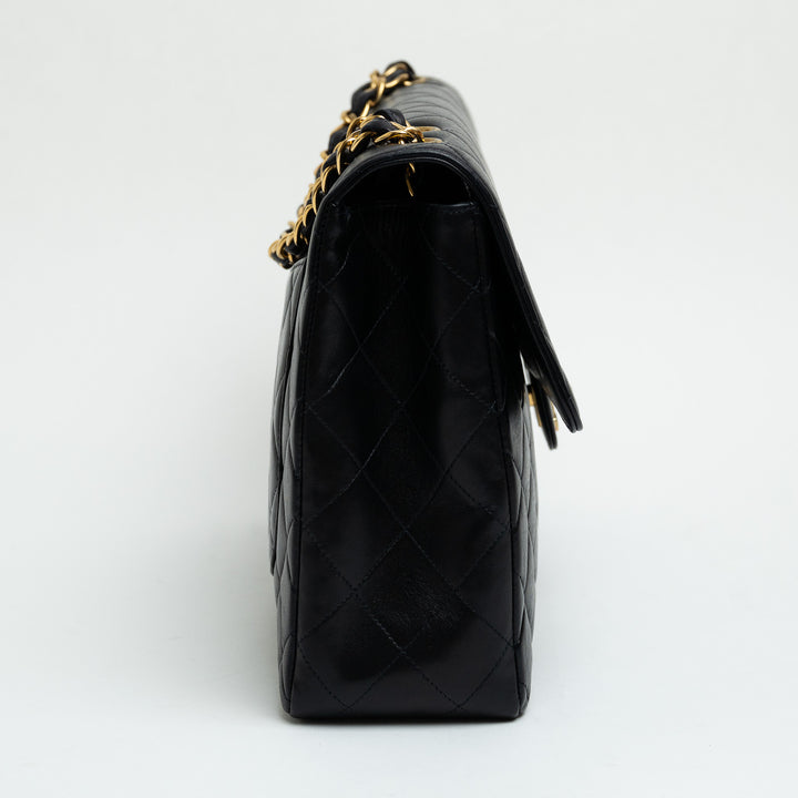 Pre-Loved Chanel™ Dark Navy Quilted Lambskin Jumbo Single Flap Vintage Bag