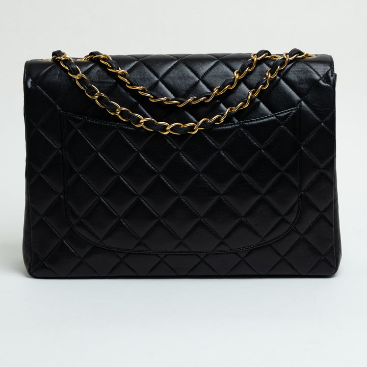 Pre-Loved Chanel™ Dark Navy Quilted Lambskin Jumbo Single Flap Vintage Bag