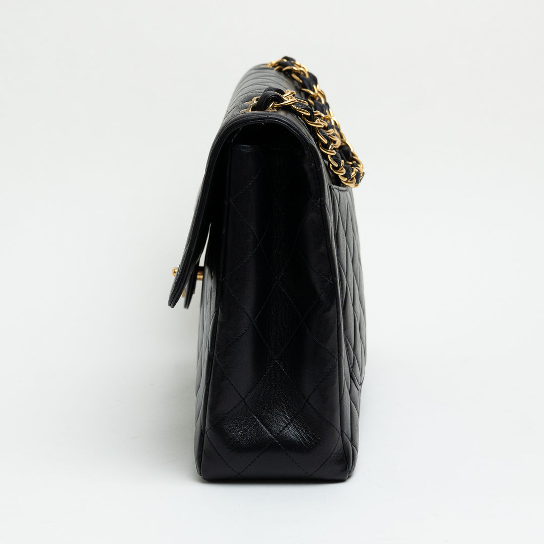 Pre-Loved Chanel™ Dark Navy Quilted Lambskin Jumbo Single Flap Vintage Bag