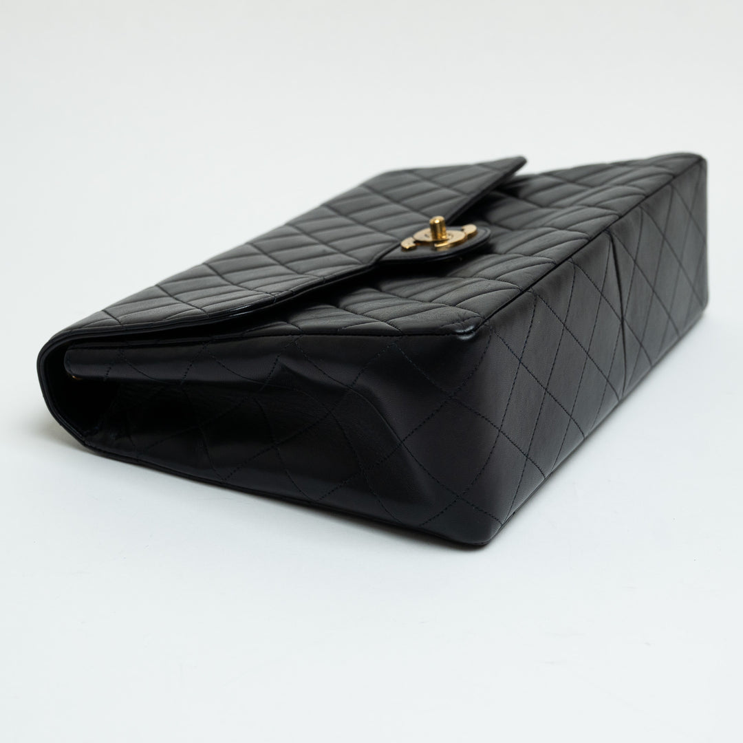 Pre-Loved Chanel™ Dark Navy Quilted Lambskin Jumbo Single Flap Vintage Bag