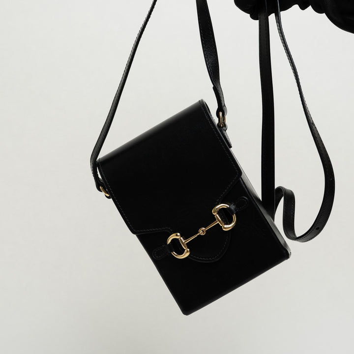 Gucci Black Smooth Calfskin Leather Mini Horsebit 1955 Crossbody Bag