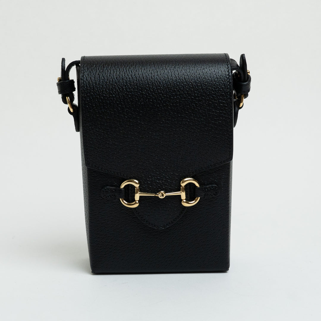 Gucci Black Smooth Calfskin Leather Mini Horsebit 1955 Crossbody Bag