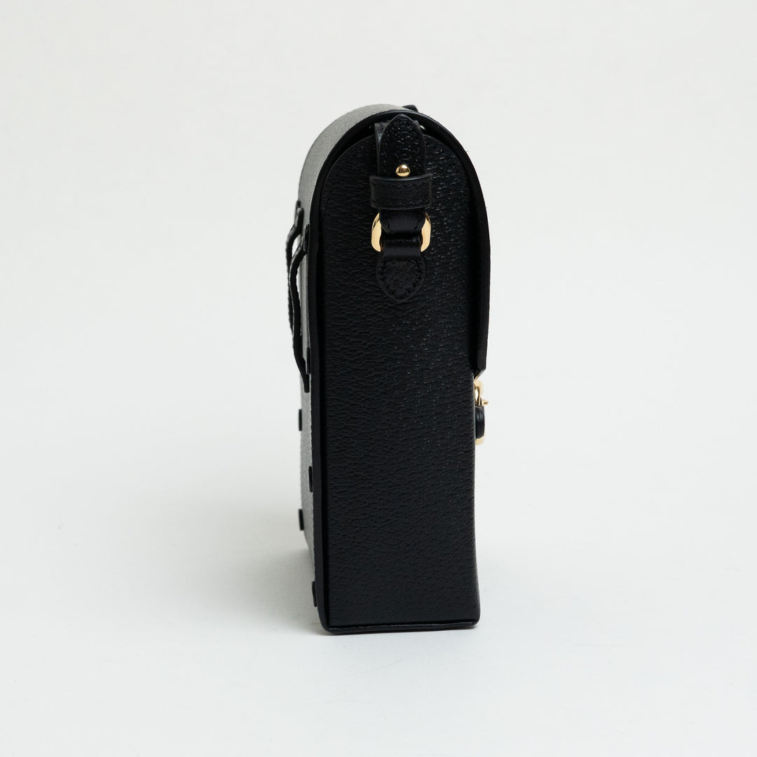 Gucci Black Smooth Calfskin Leather Mini Horsebit 1955 Crossbody Bag