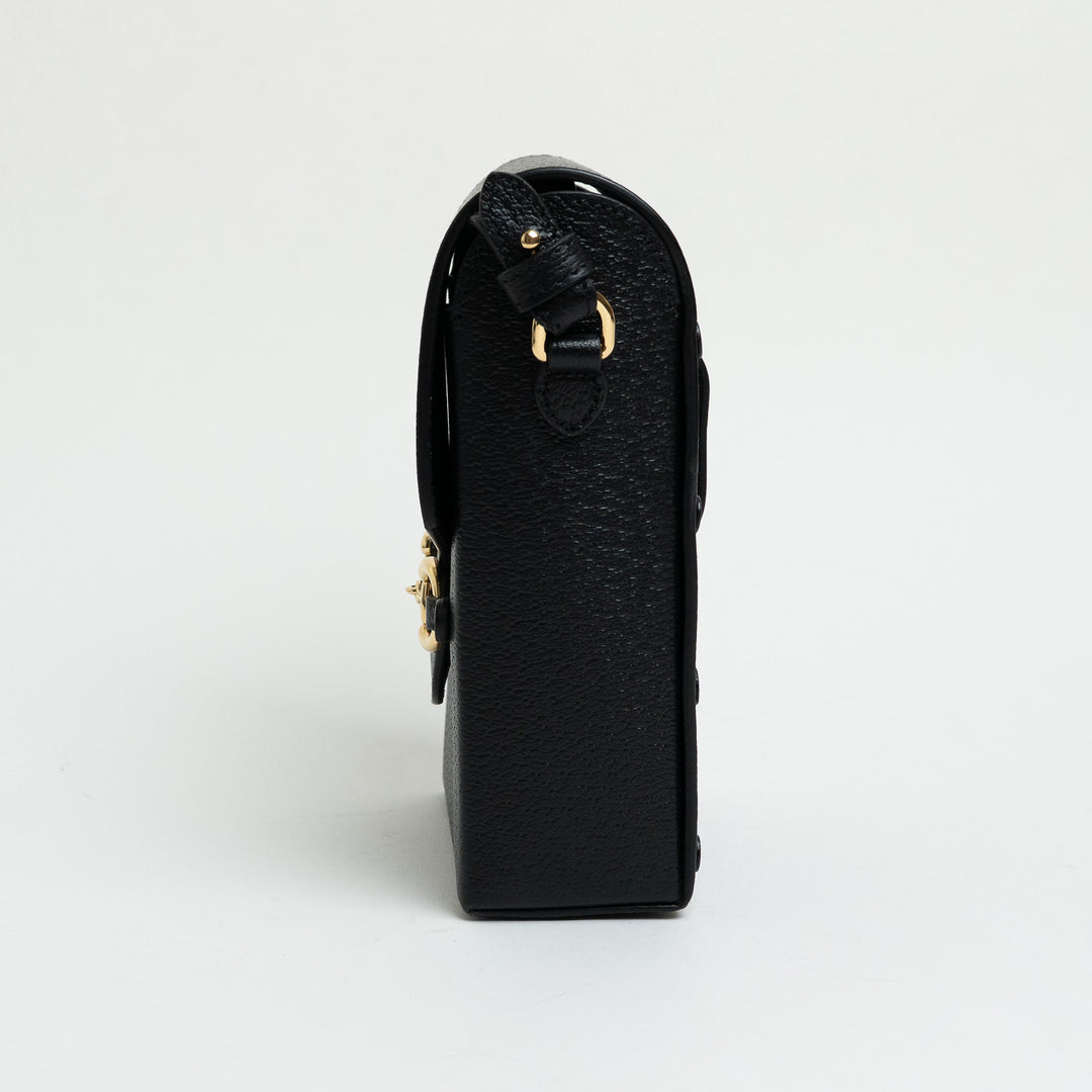 Gucci Black Smooth Calfskin Leather Mini Horsebit 1955 Crossbody Bag