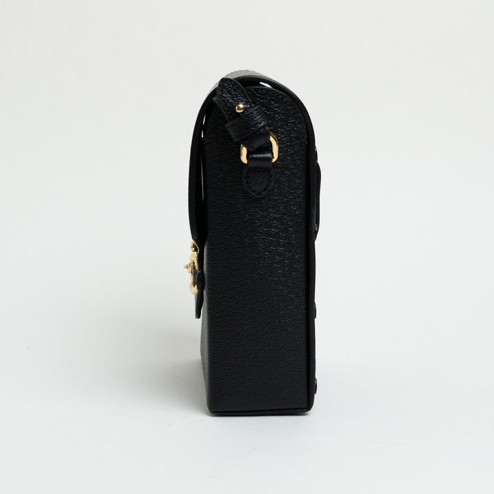 Gucci Black Smooth Calfskin Leather Mini Horsebit 1955 Crossbody Bag