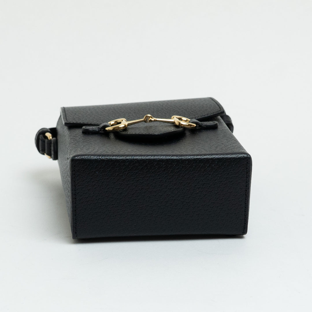 Gucci Black Smooth Calfskin Leather Mini Horsebit 1955 Crossbody Bag