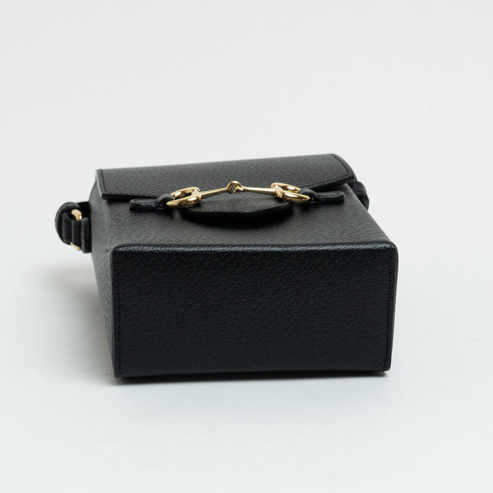 Gucci Black Smooth Calfskin Leather Mini Horsebit 1955 Crossbody Bag