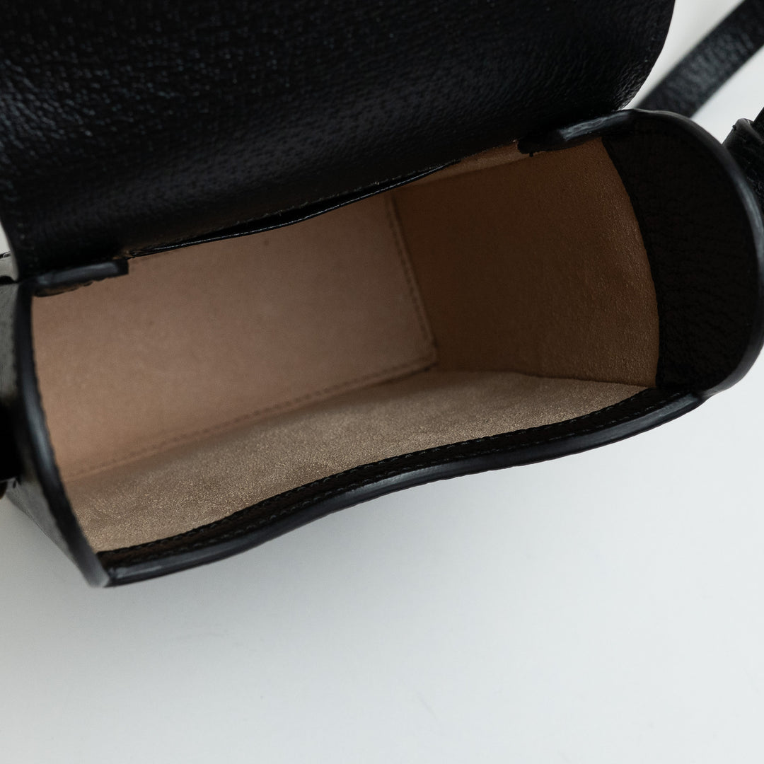 Gucci Black Smooth Calfskin Leather Mini Horsebit 1955 Crossbody Bag