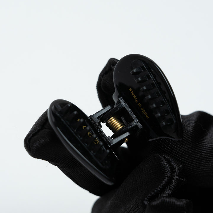 Gucci Black Resin Heart-Shaped Interlocking G Crystal Hair Clip