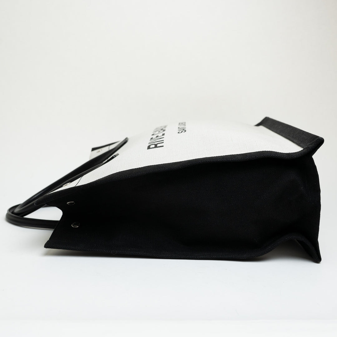 Saint Laurent Coated Canvas Black and White Rive Gauche Tote Bag