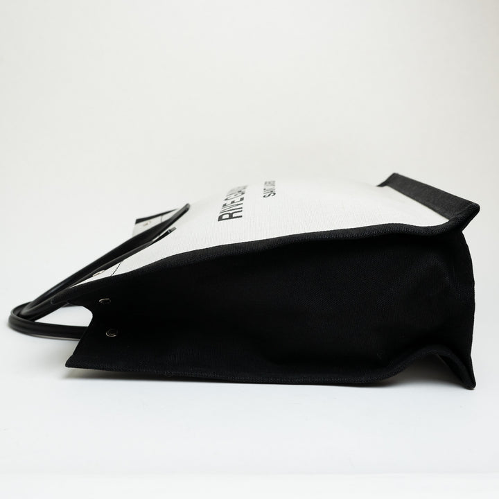 Saint Laurent Coated Canvas Black and White Rive Gauche Tote Bag