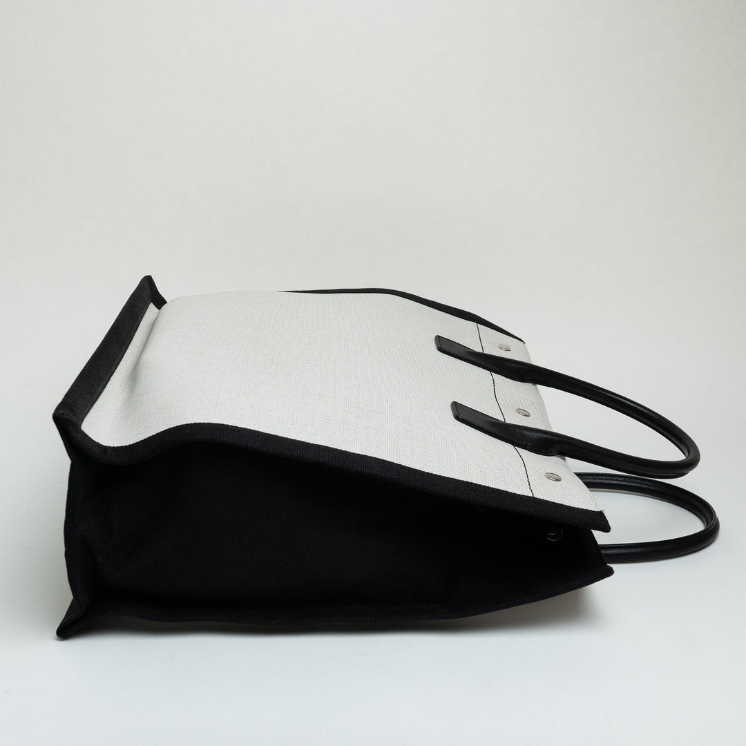 Saint Laurent Coated Canvas Black and White Rive Gauche Tote Bag