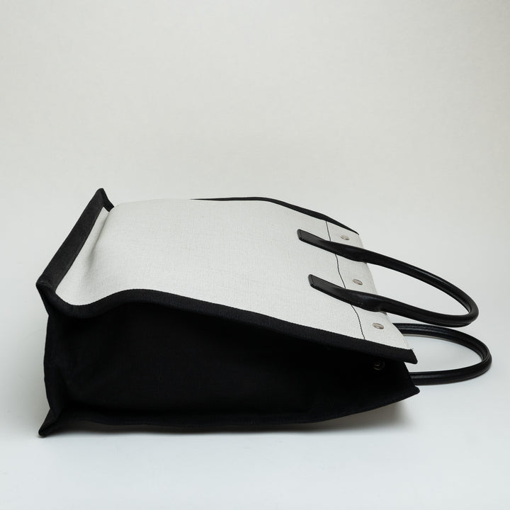 Saint Laurent Coated Canvas Black and White Rive Gauche Tote Bag