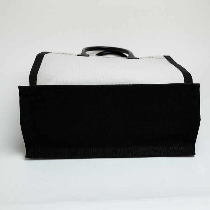Saint Laurent Coated Canvas Black and White Rive Gauche Tote Bag