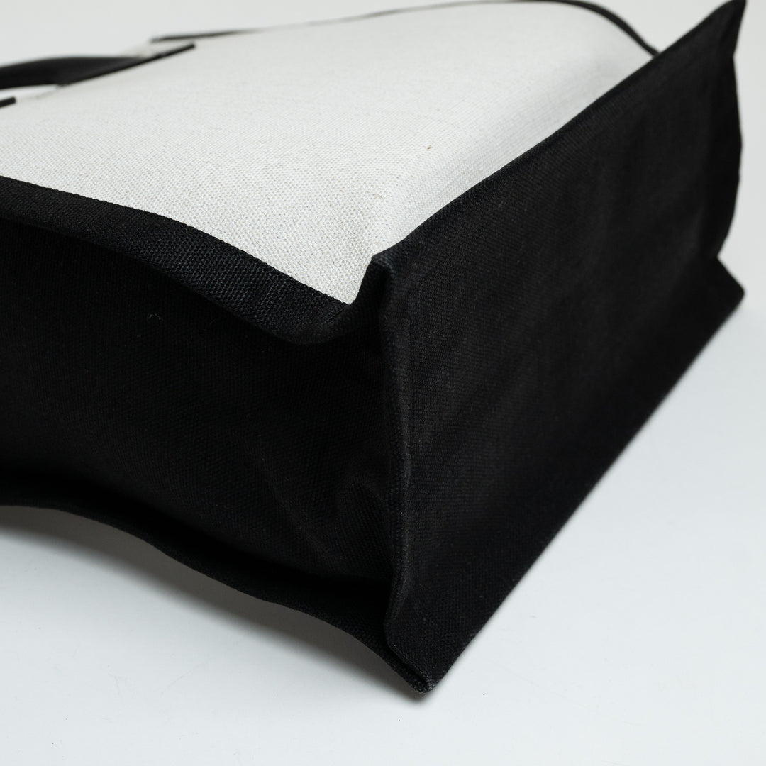 Saint Laurent Coated Canvas Black and White Rive Gauche Tote Bag