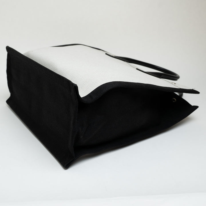 Saint Laurent Coated Canvas Black and White Rive Gauche Tote Bag