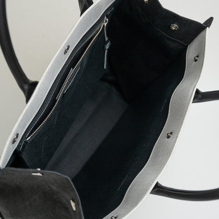 Saint Laurent Coated Canvas Black and White Rive Gauche Tote Bag