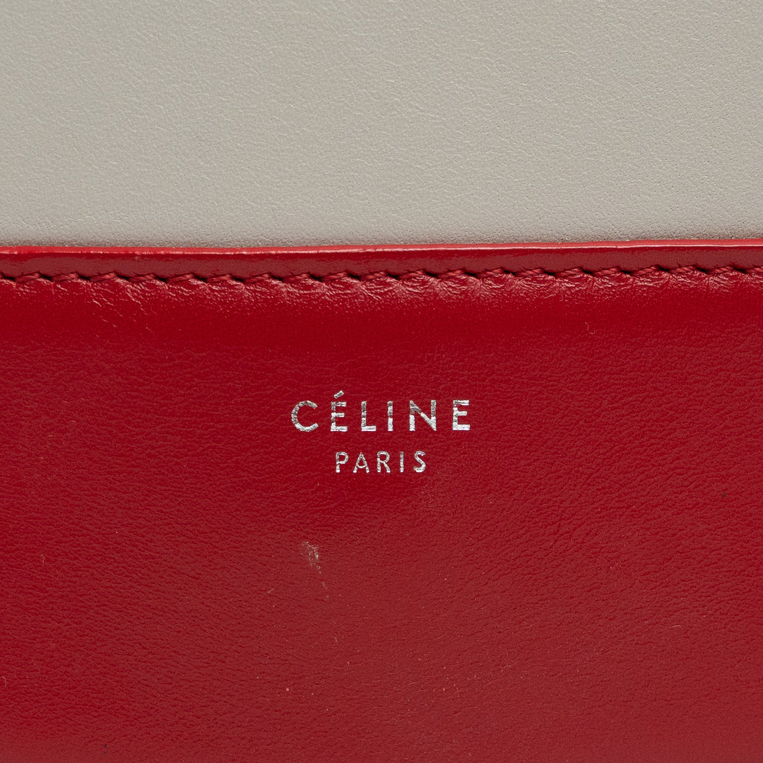 Celine Red & Grey Calfskin Leather Medium Frame Shoulder Bag