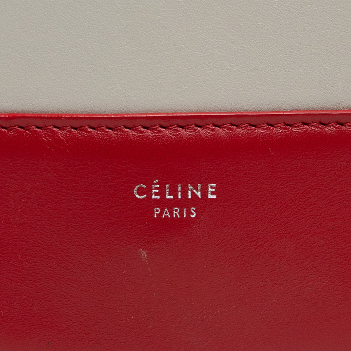 Celine Red & Grey Calfskin Leather Medium Frame Shoulder Bag