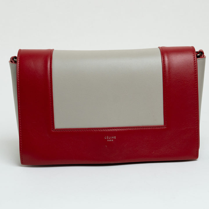 Celine Red & Grey Calfskin Leather Medium Frame Shoulder Bag