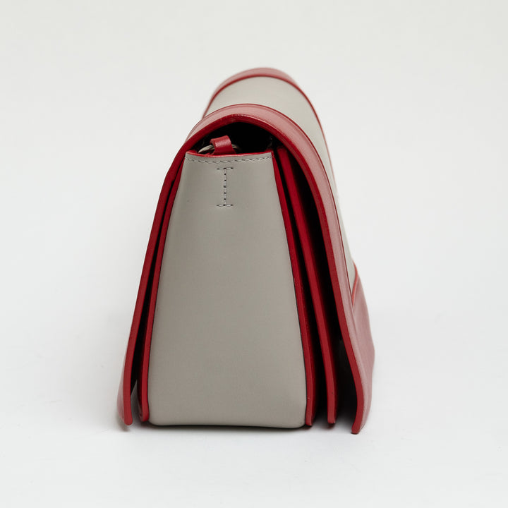 Celine Red & Grey Calfskin Leather Medium Frame Shoulder Bag