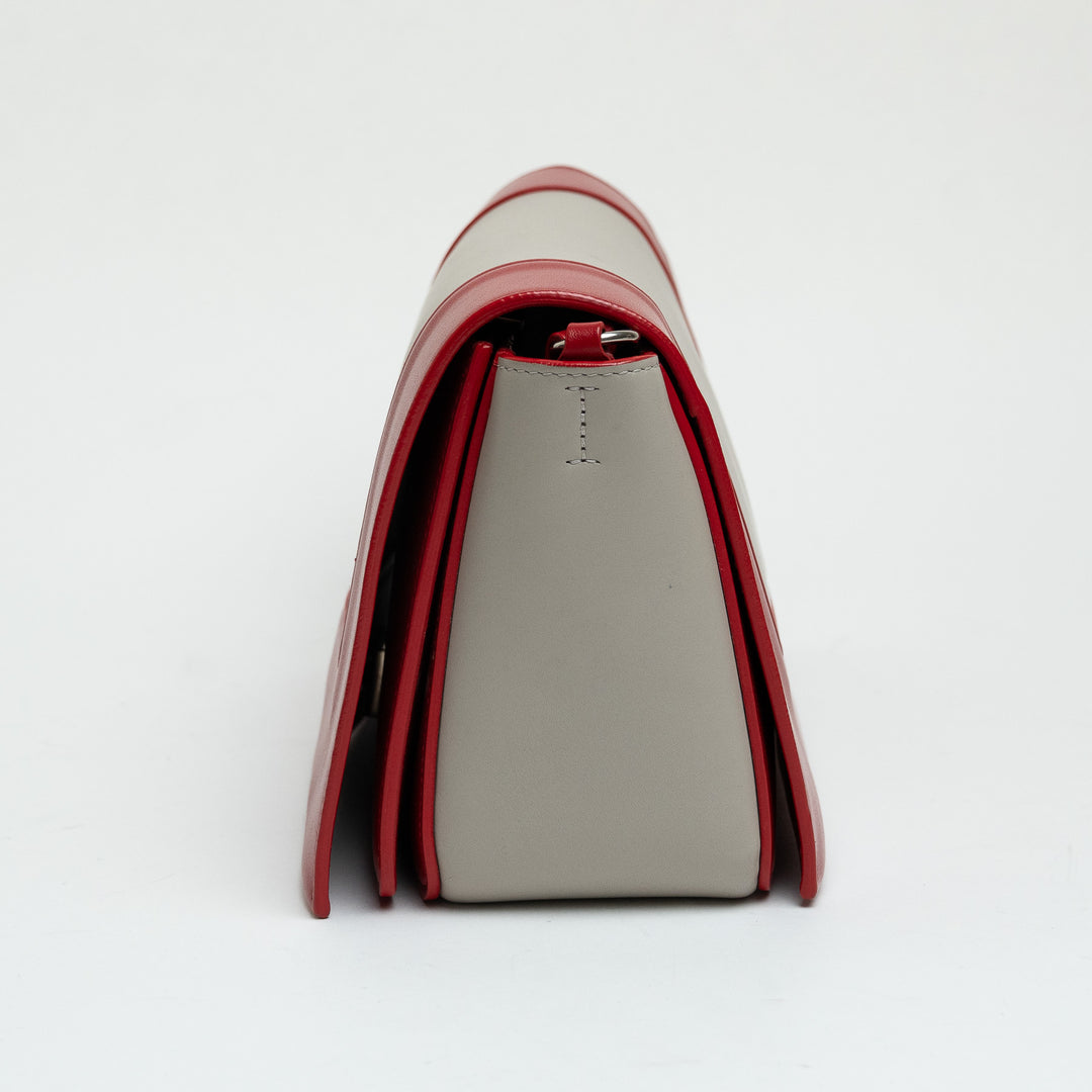 Celine Red & Grey Calfskin Leather Medium Frame Shoulder Bag