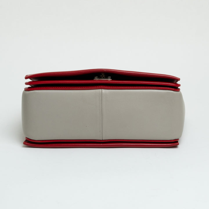 Celine Red & Grey Calfskin Leather Medium Frame Shoulder Bag