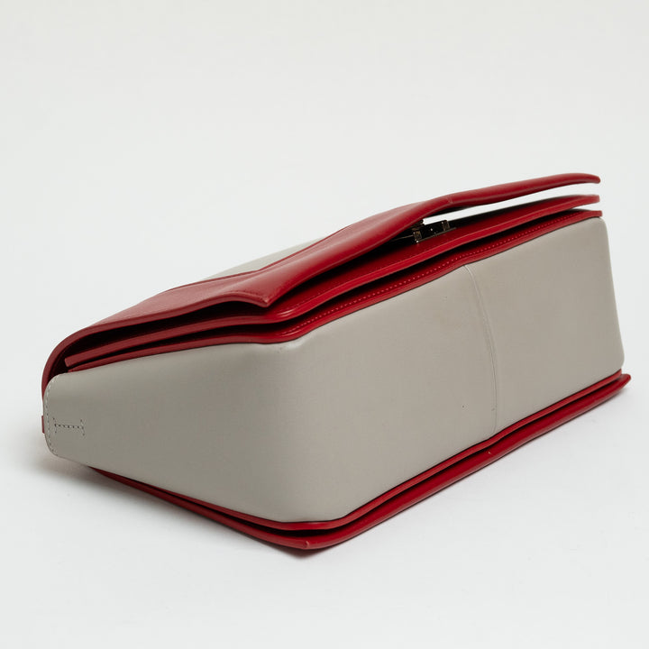 Celine Red & Grey Calfskin Leather Medium Frame Shoulder Bag