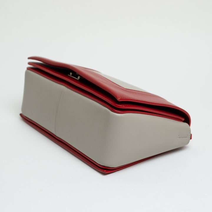 Celine Red & Grey Calfskin Leather Medium Frame Shoulder Bag