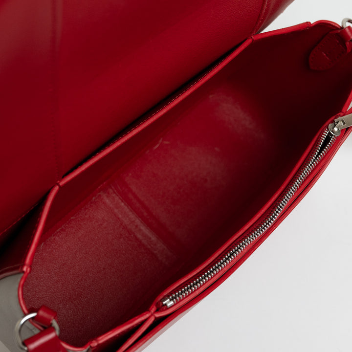 Celine Red & Grey Calfskin Leather Medium Frame Shoulder Bag