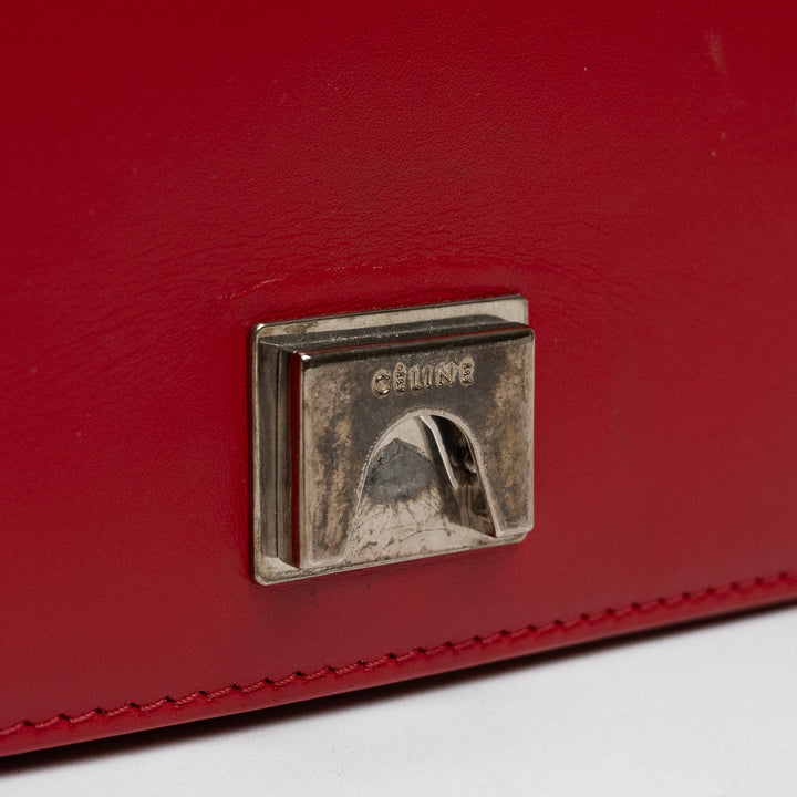 Celine Red & Grey Calfskin Leather Medium Frame Shoulder Bag