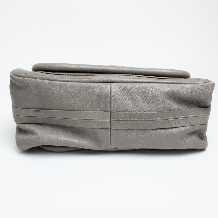 Chloe Grey Grained Calfskin Leather Paraty Handbag