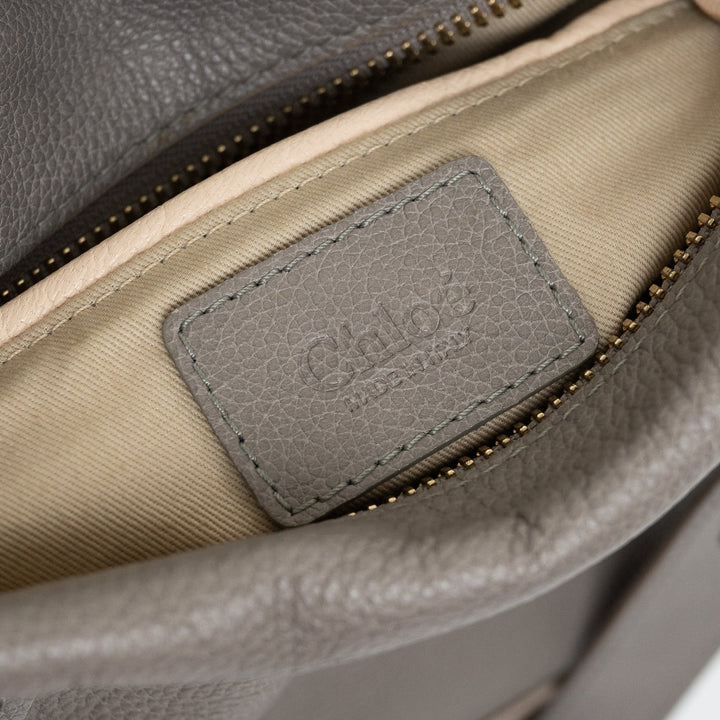 Chloe Grey Grained Calfskin Leather Paraty Handbag