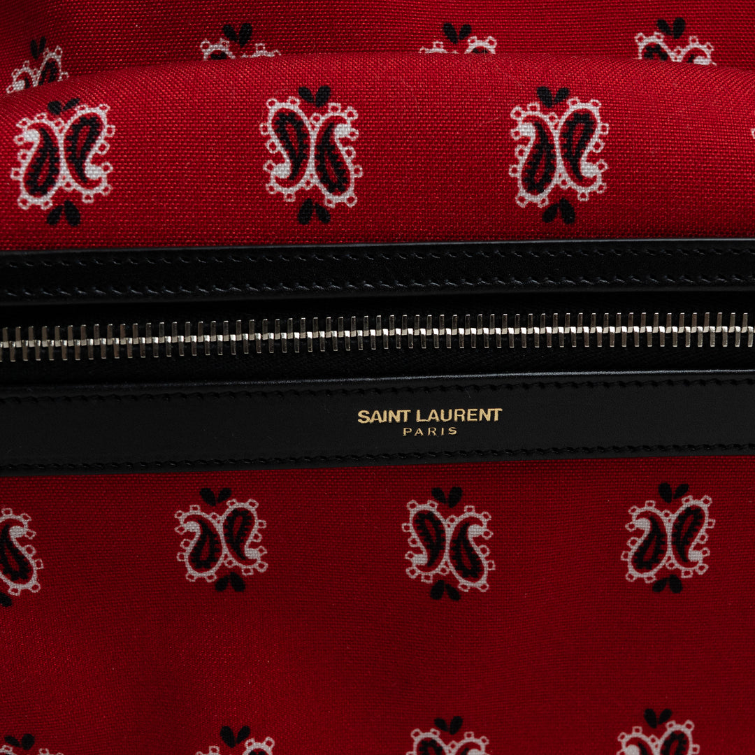 Saint Laurent Red Paisley Canvas City Backpack
