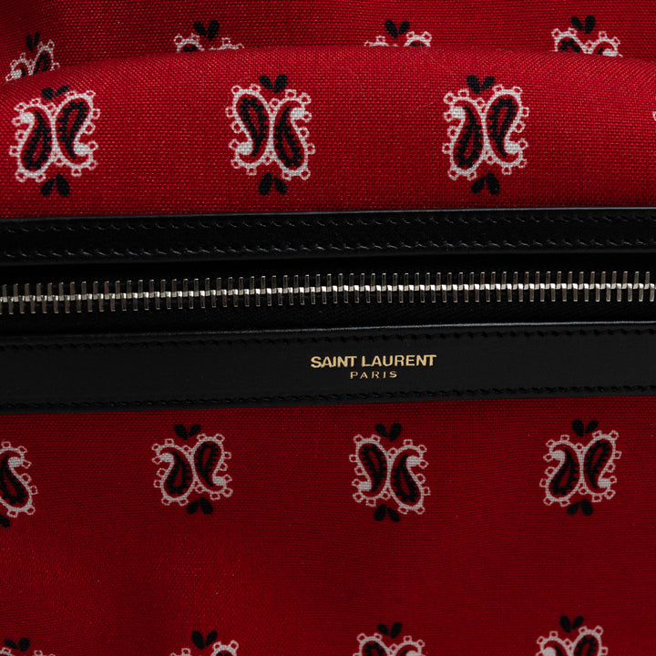 Saint Laurent Red Paisley Canvas City Backpack