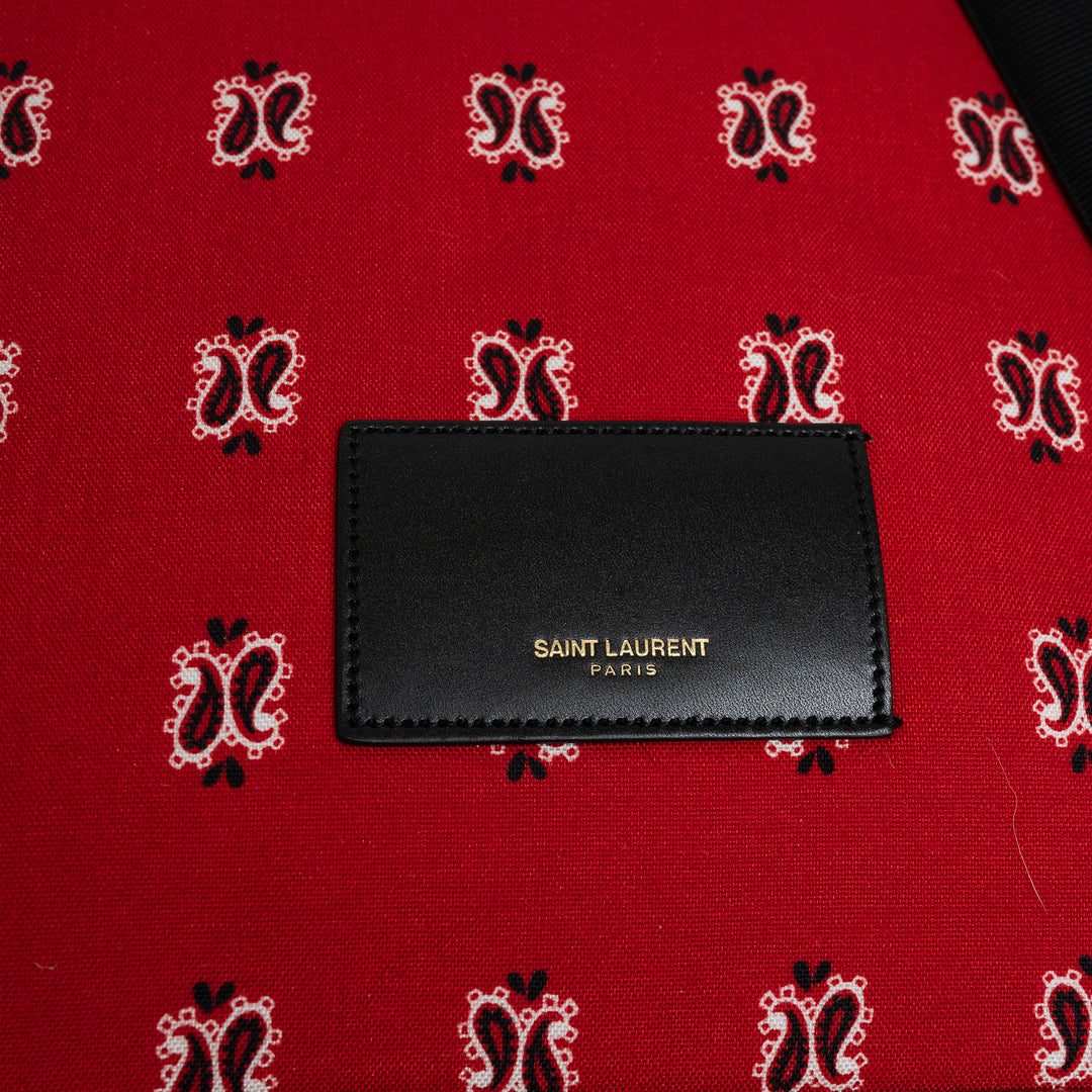 Saint Laurent Red Paisley Canvas City Backpack
