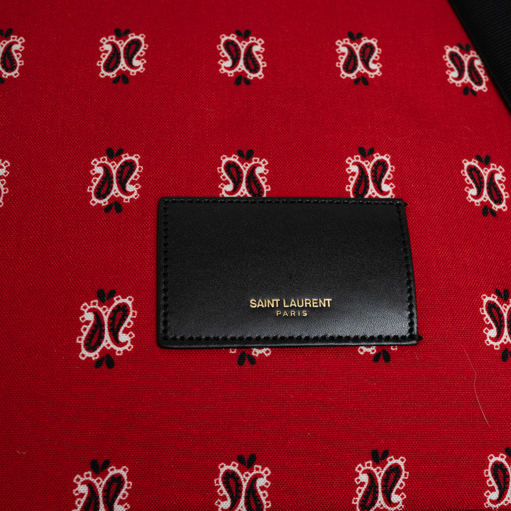 Saint Laurent Red Paisley Canvas City Backpack