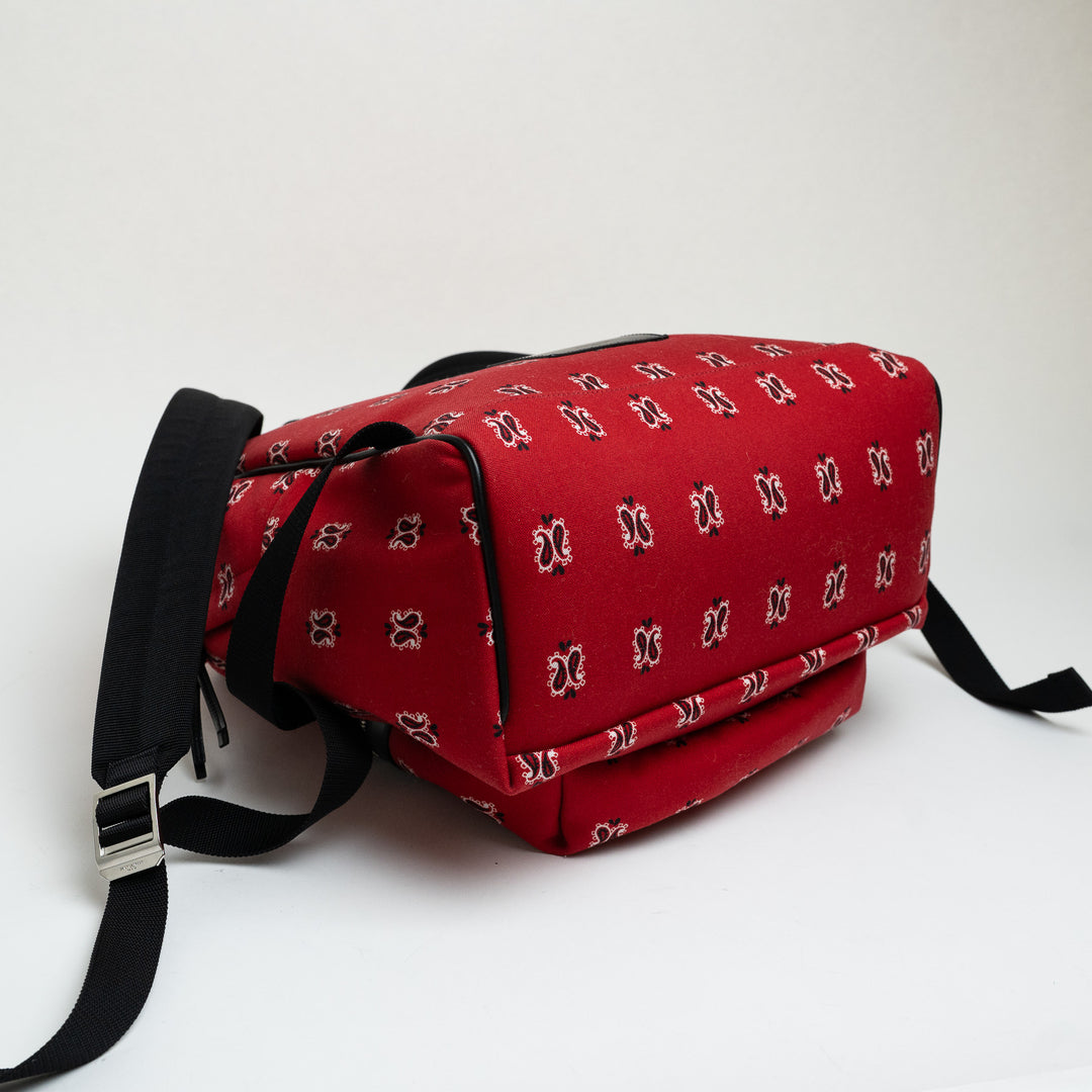 Saint Laurent Red Paisley Canvas City Backpack