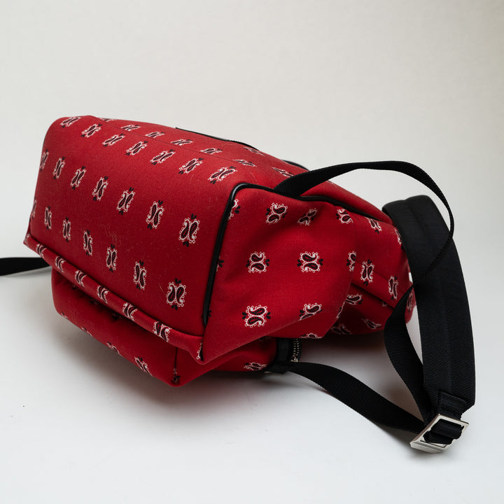 Saint Laurent Red Paisley Canvas City Backpack