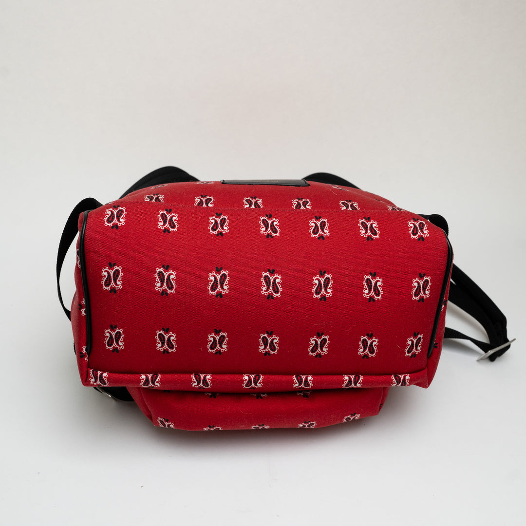 Saint Laurent Red Paisley Canvas City Backpack