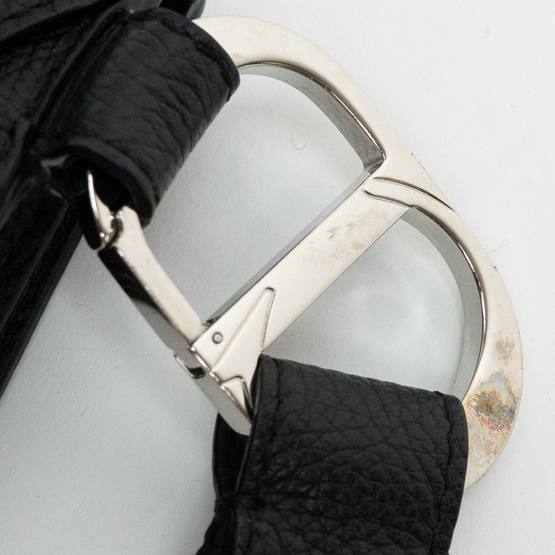 Dior Black Grained Calfskin Leather Saddle Pouch