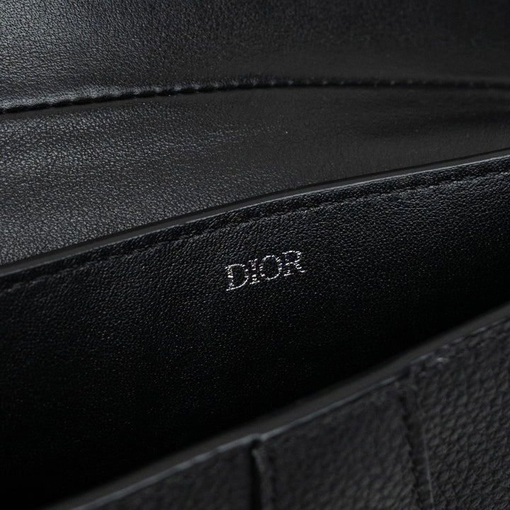Dior Black Grained Calfskin Leather Saddle Pouch