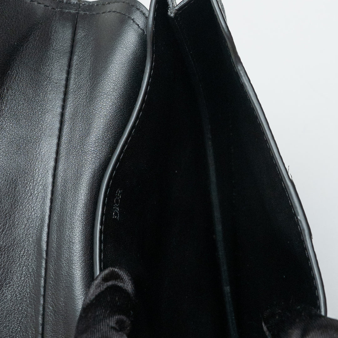 Dior Black Grained Calfskin Leather Saddle Pouch