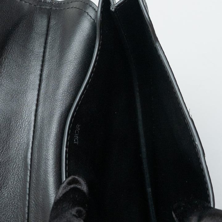 Dior Black Grained Calfskin Leather Saddle Pouch