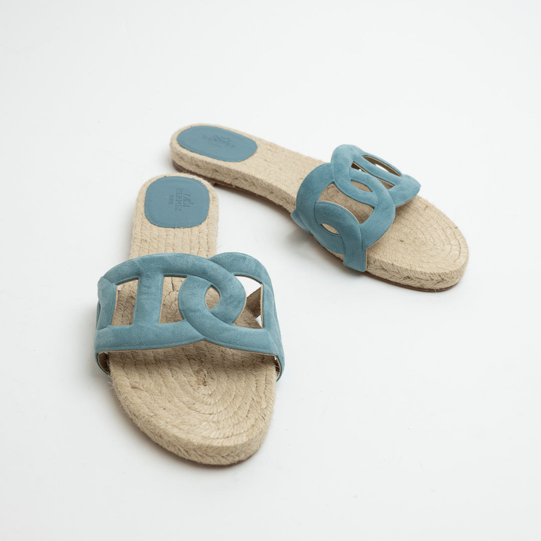 Hermes Famosa Suede Espadrilles Size 38