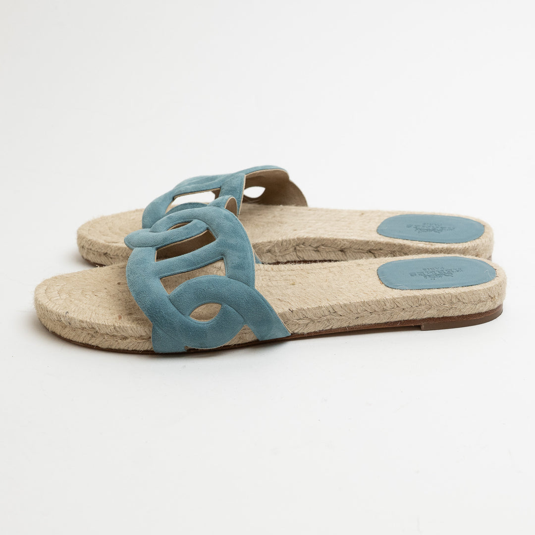 Hermes Famosa Suede Espadrilles Size 38