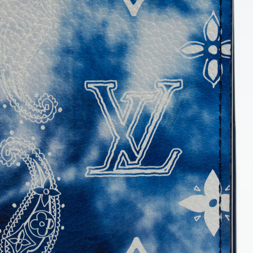 Louis Vuitton Blue & White Calfskin Leather Bandana Print Pocket Organizer