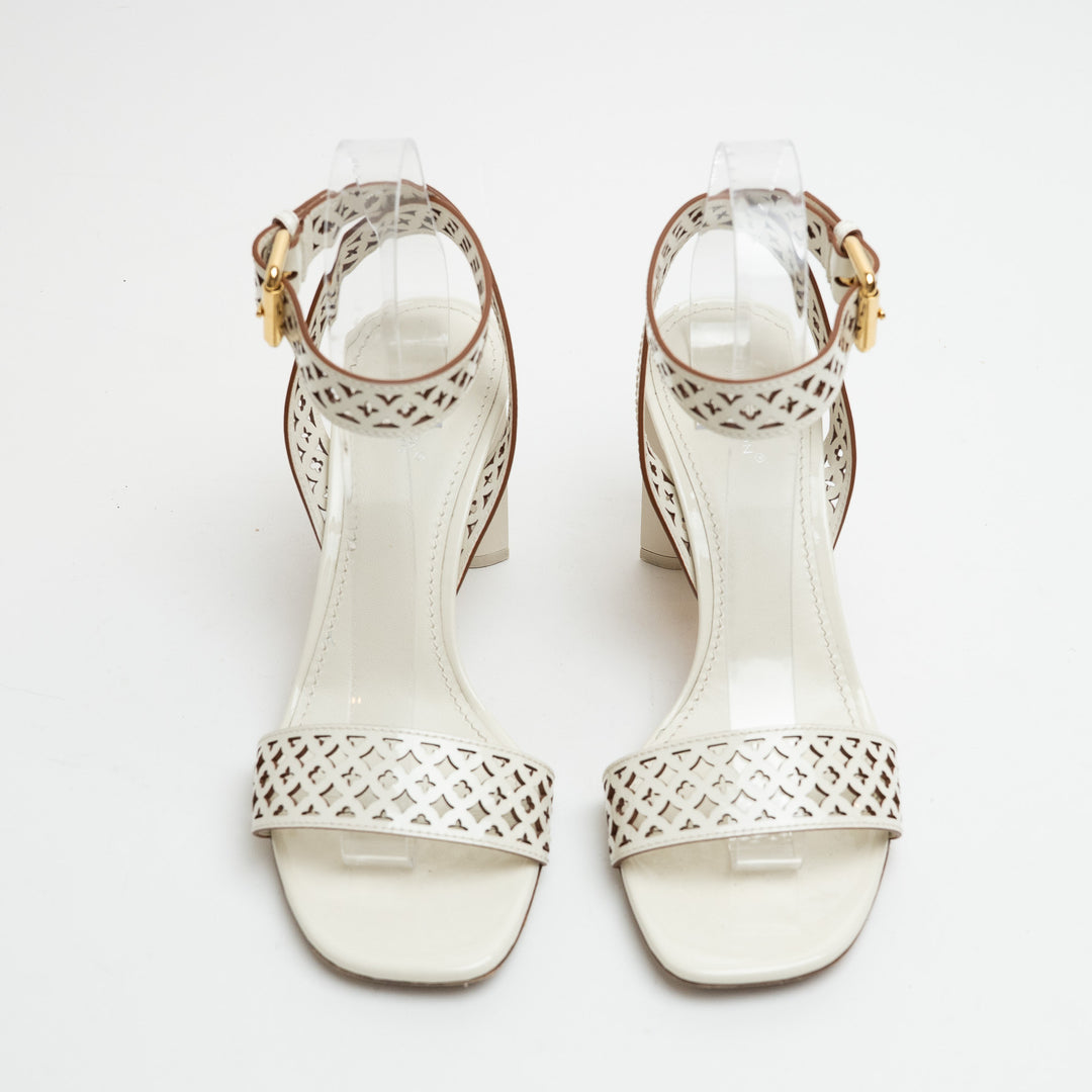Louis Vuitton Ecru Silhouette Sandals with Block Heel Size 39