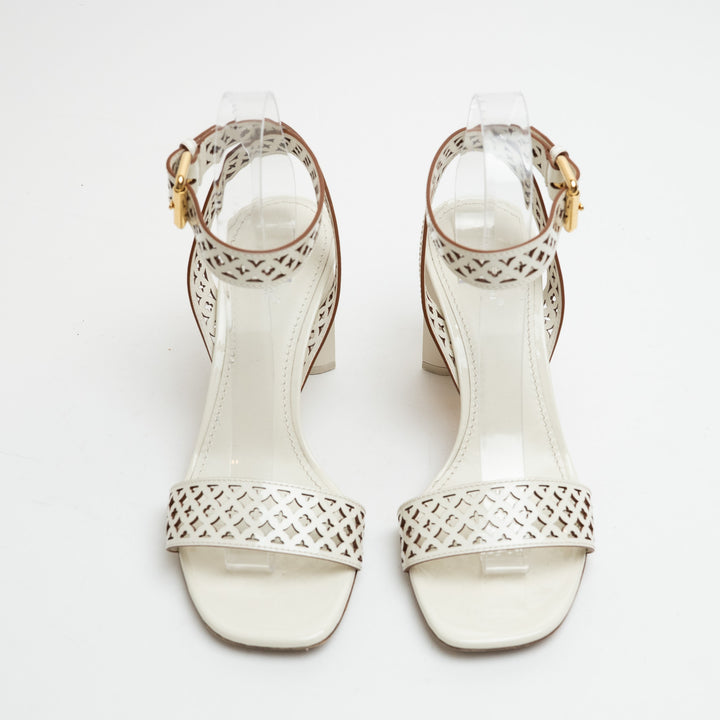 Louis Vuitton Ecru Silhouette Sandals with Block Heel Size 39